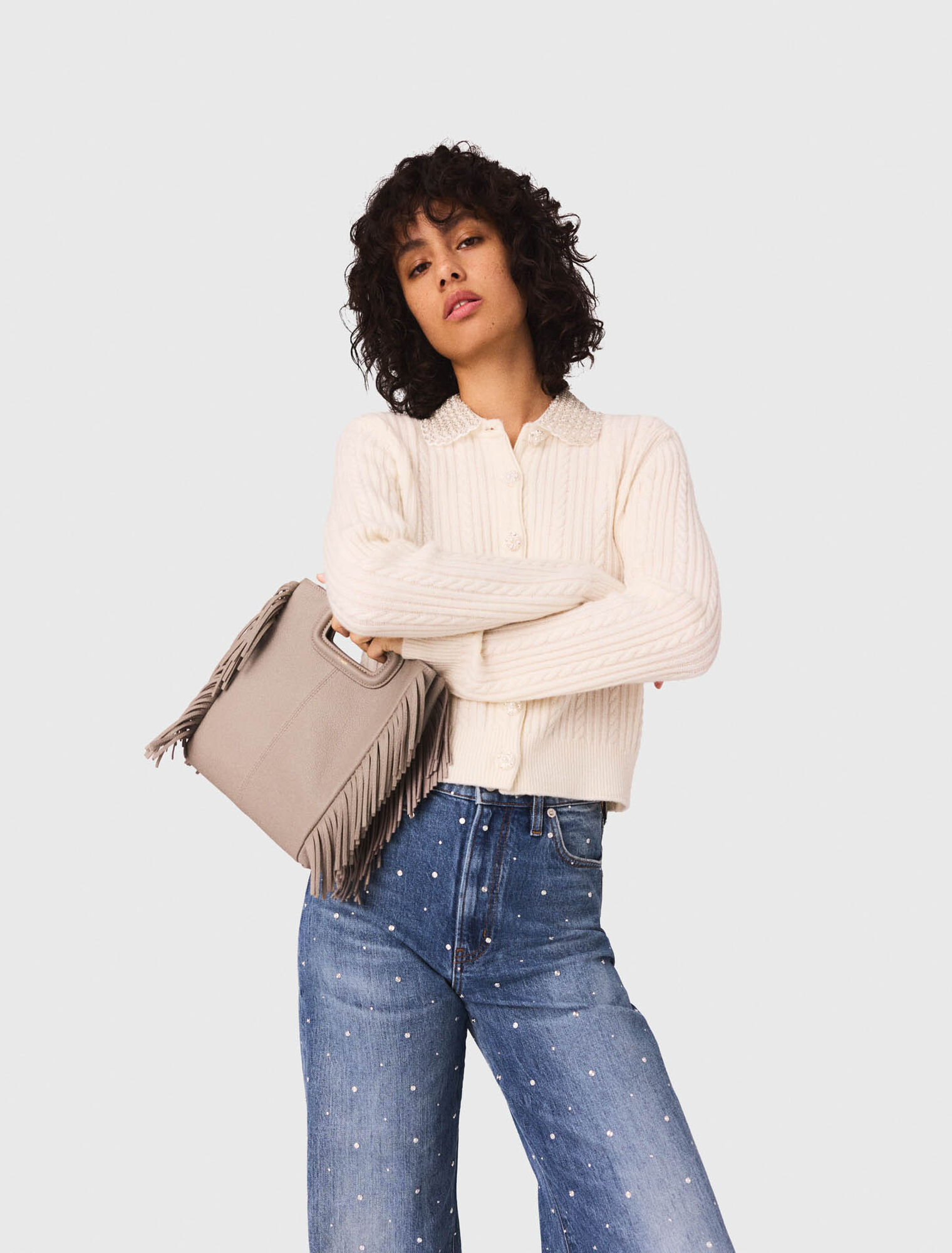 Cardigan en maille &agrave; col amovible