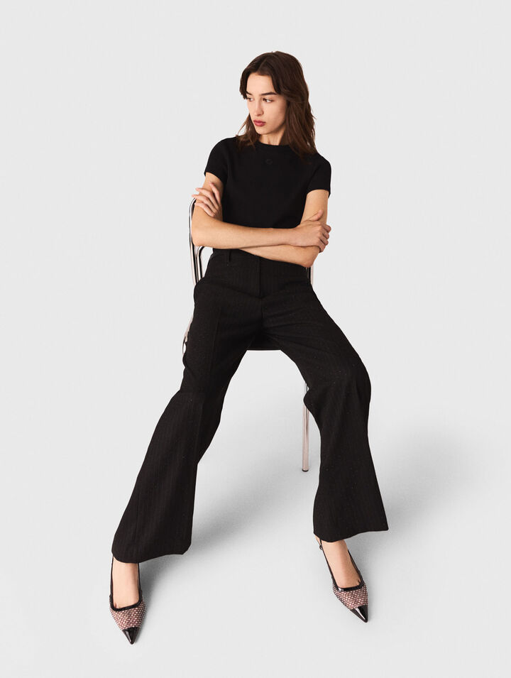 Pantalon tailleur à strass