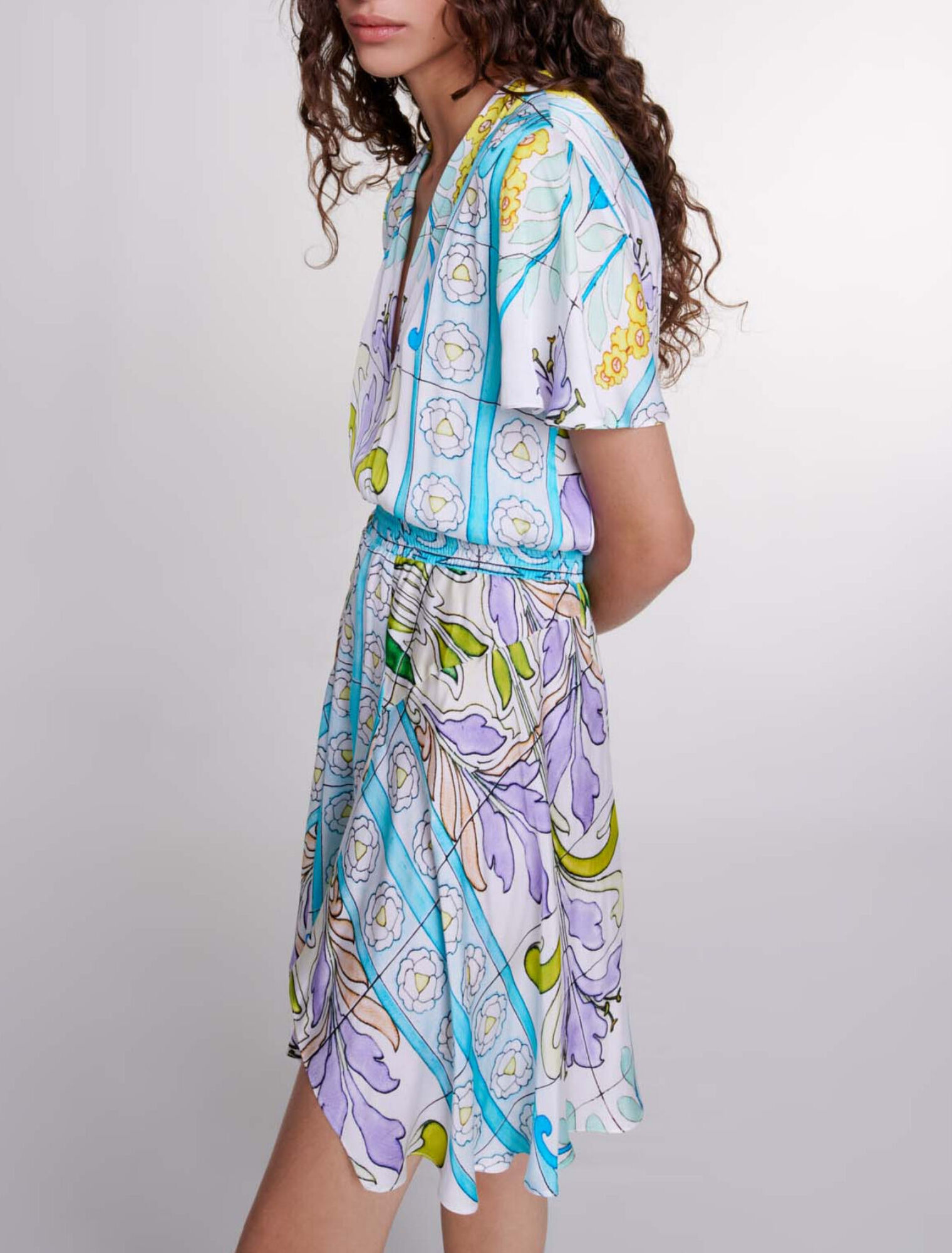 Robe courte imprimée satinée