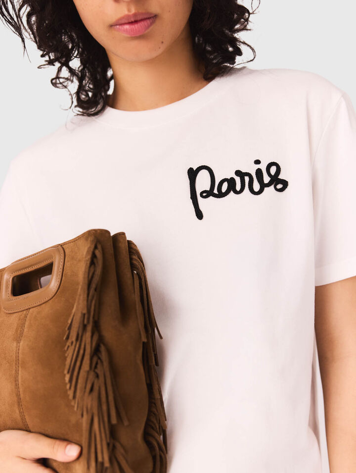 Tee shirt avec logo Paris brodé