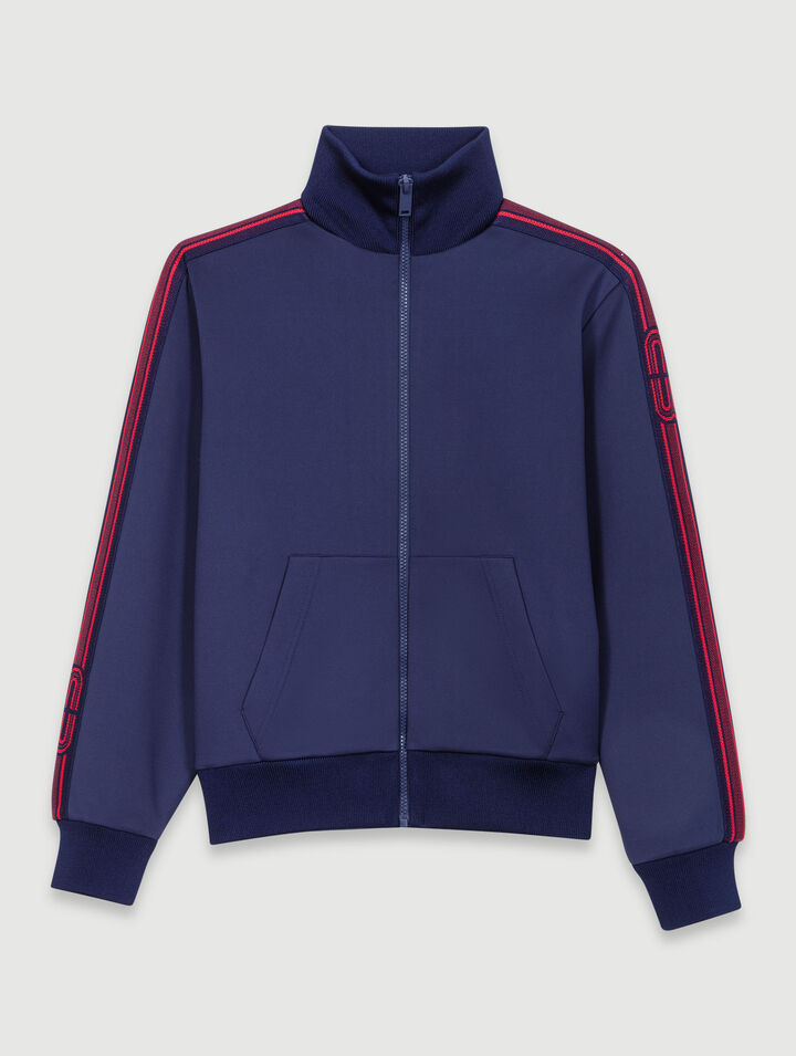 Sweat zippé à bandes
