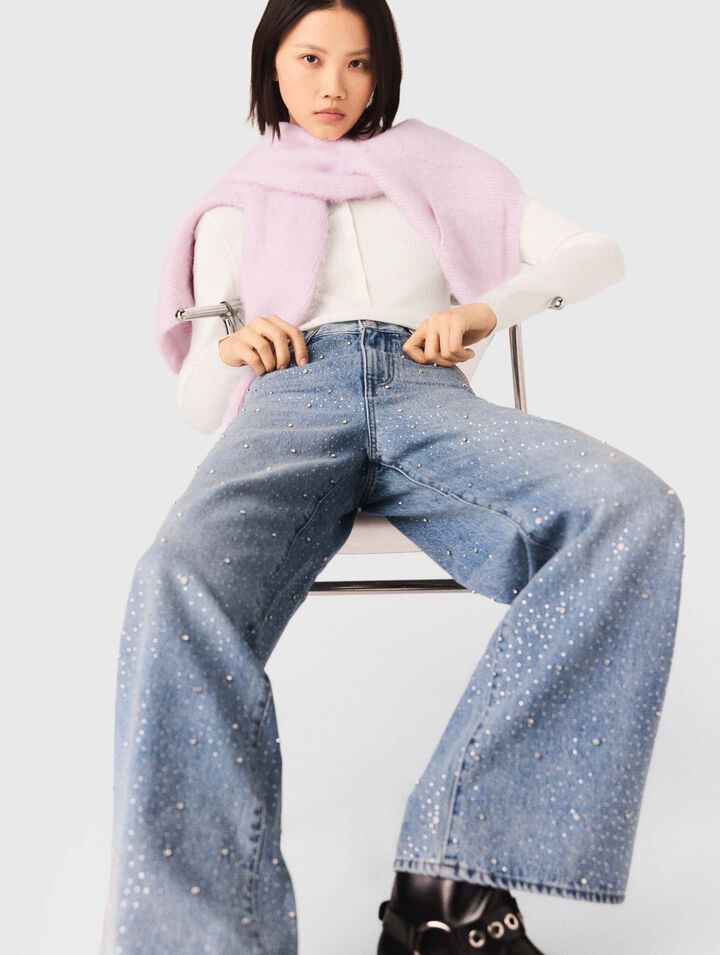 Jean large avec strass all over