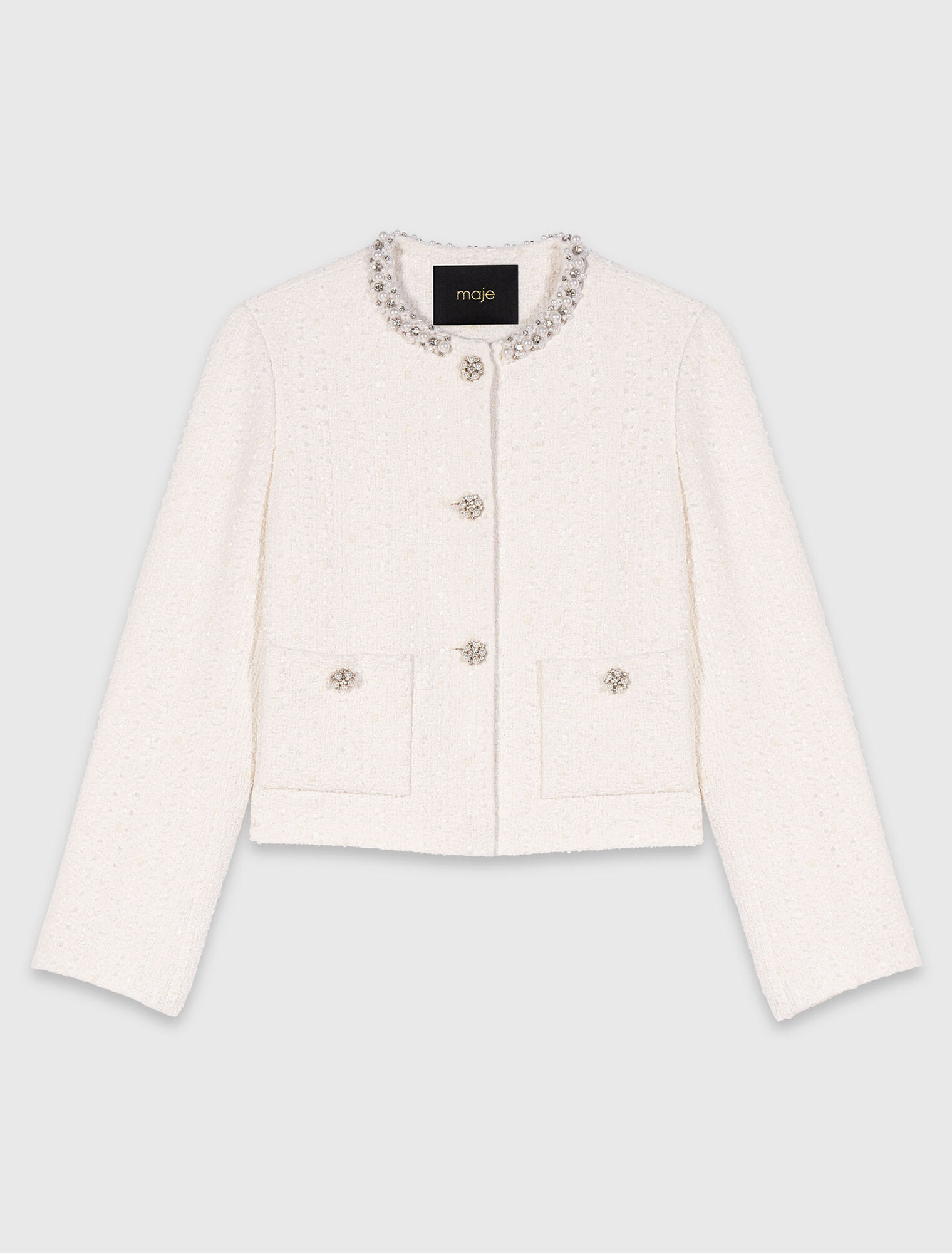 Veste en tweed et galon de perles