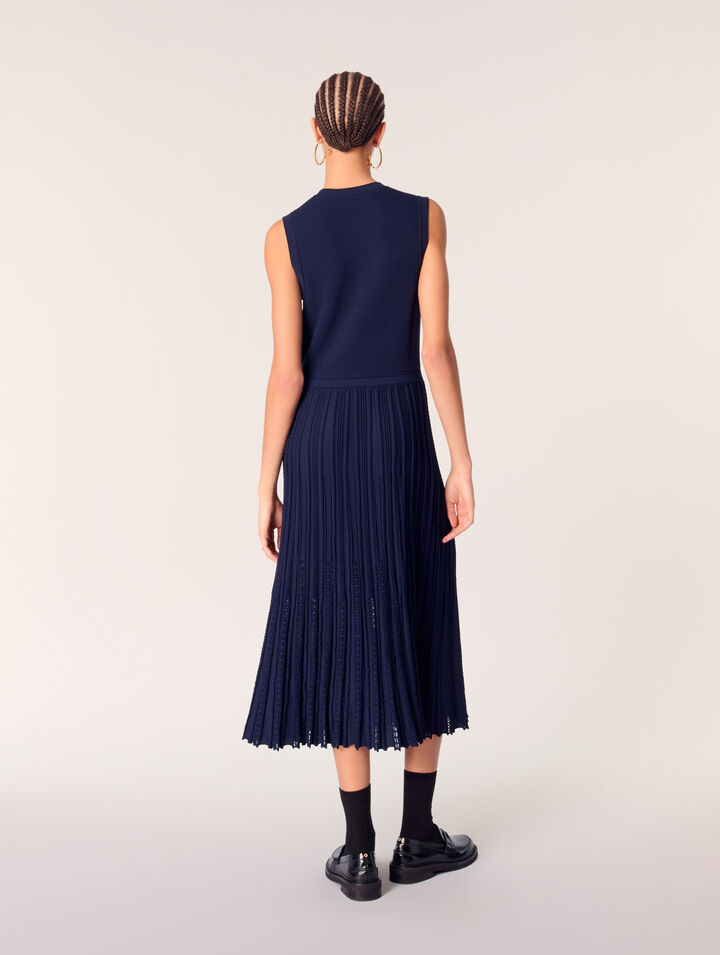 Robe longue plissée en maille