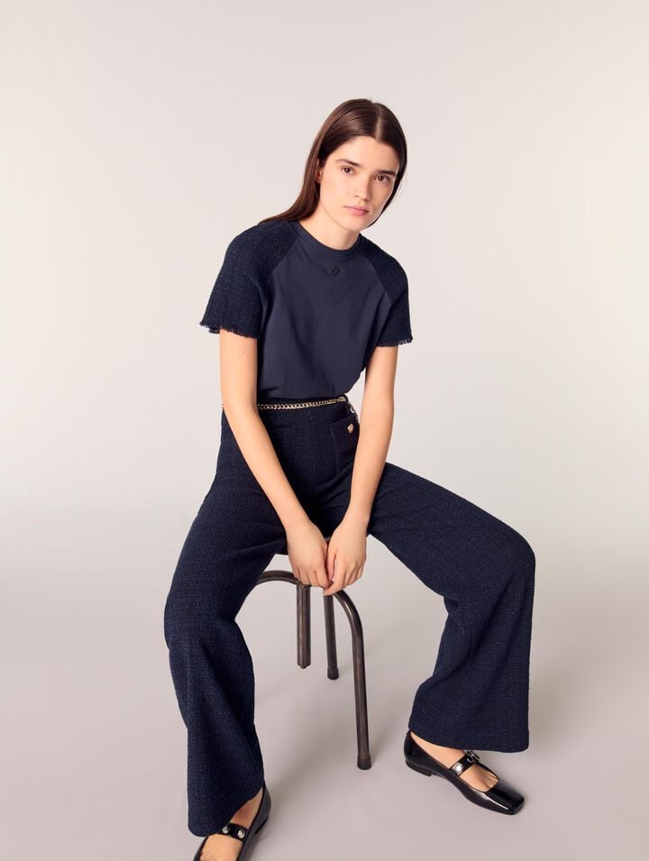Pantalon en tweed à ceinture chaîne