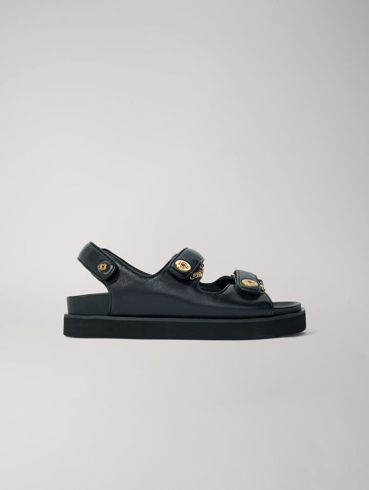 Sandales plates en cuir