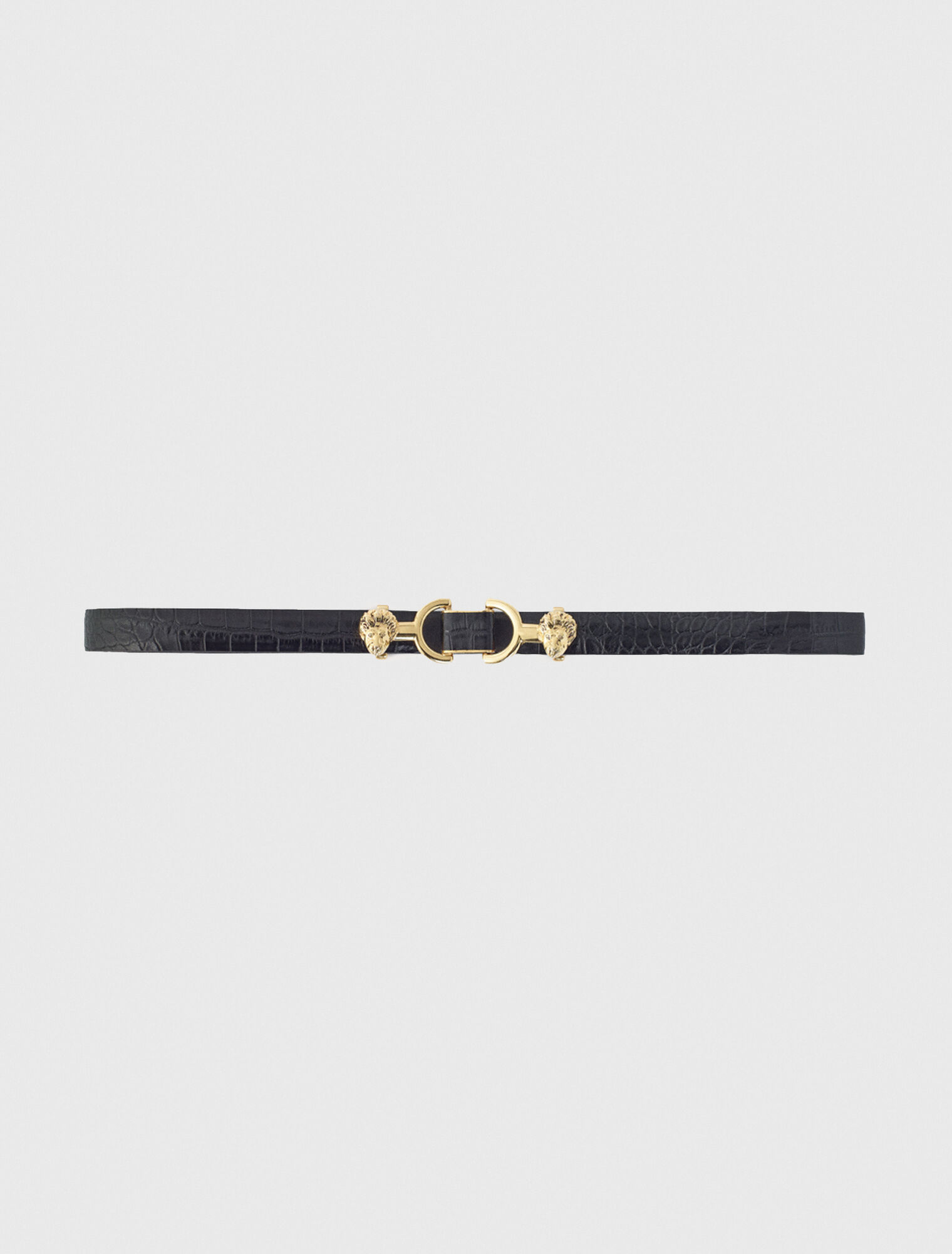 Ceinture fine en cuir à mors lion