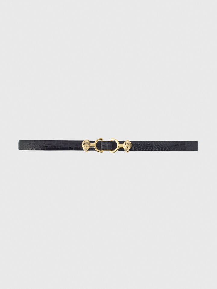 Ceinture fine en cuir à mors lion
