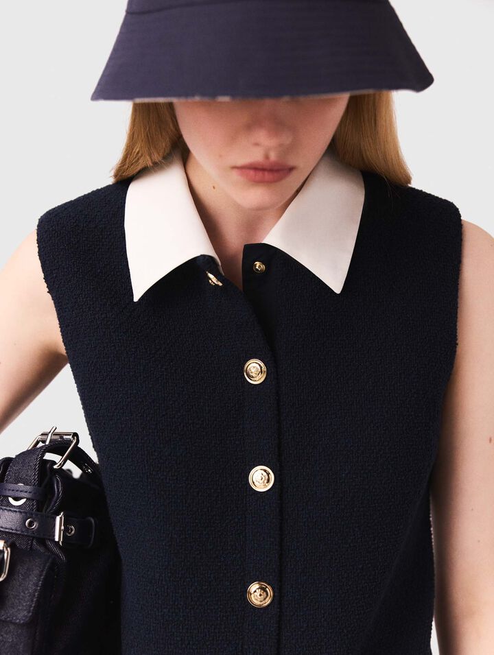 Robe courte en tweed et col amovible