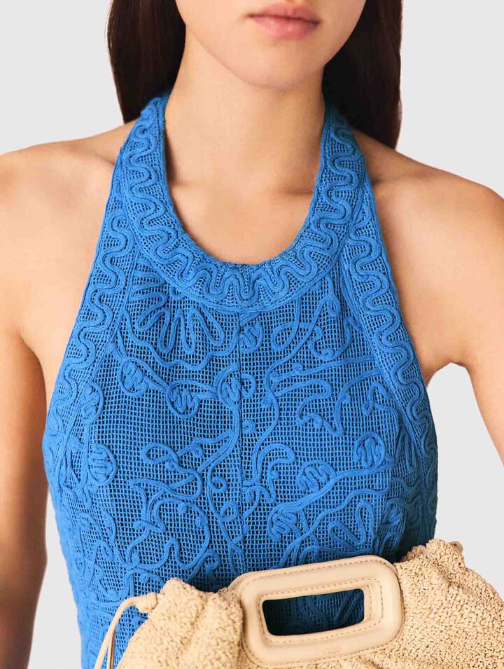 Robe longue dos nu en guipure