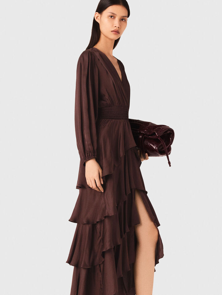 Robe longue fluide à volants