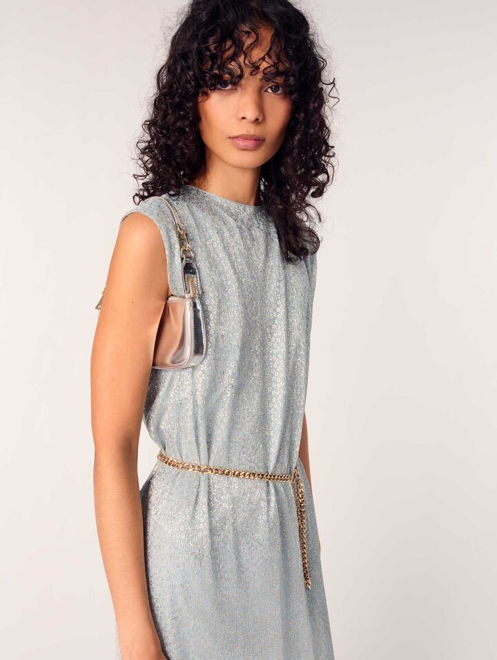 Robe longue à cape en lurex