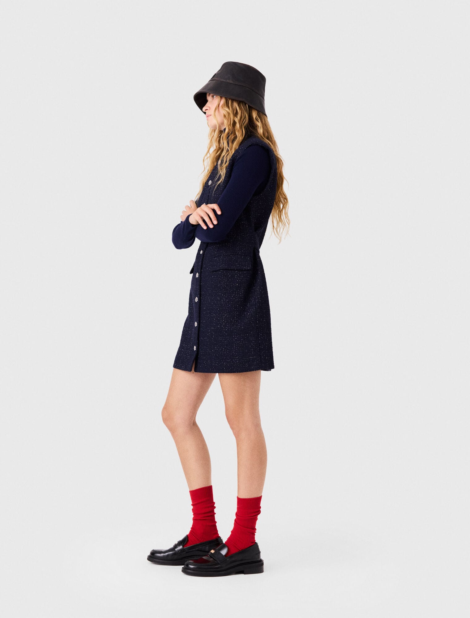 Robe courte en tweed avec fil lurex