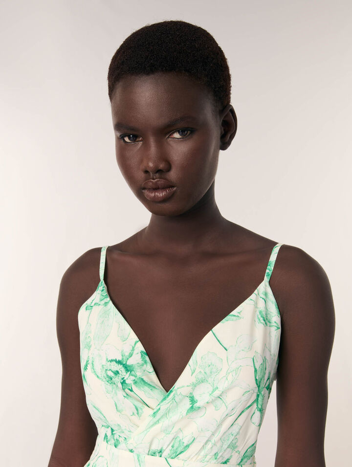 Robe longue imprimée à volants