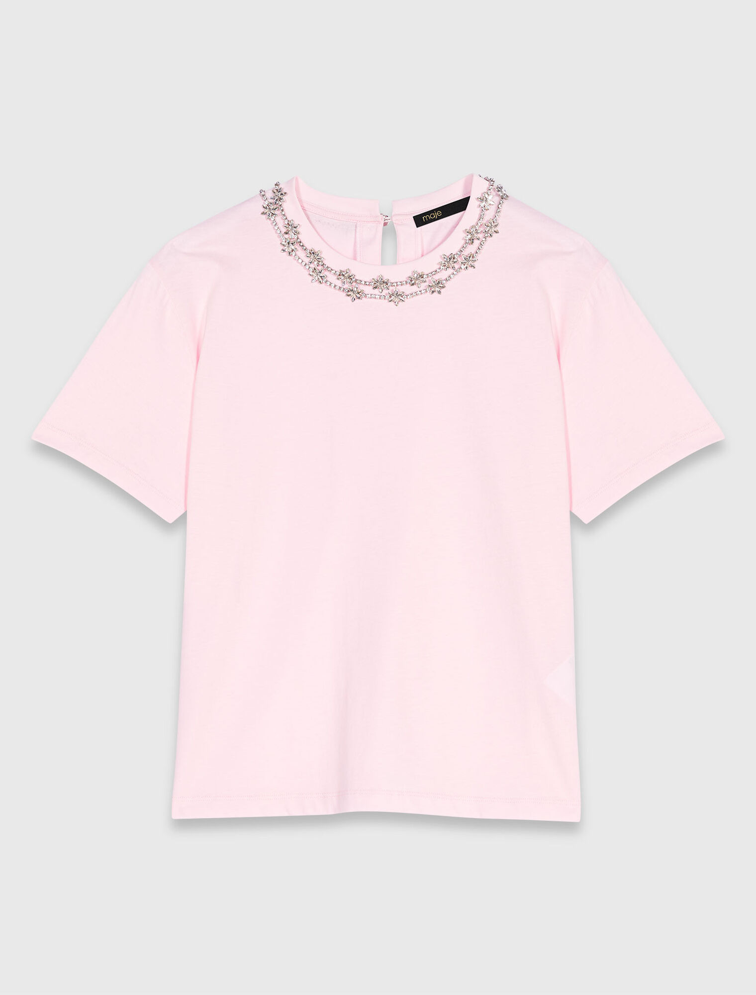 Tee-shirt manches courtes col bijou