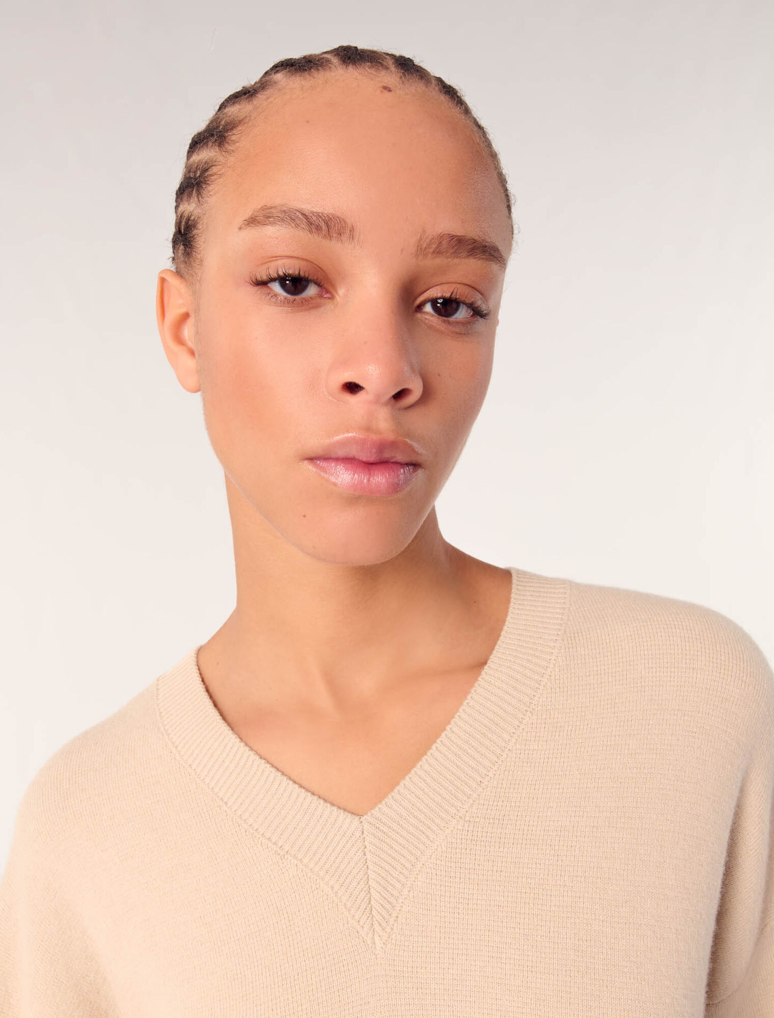 Pull col V en laine melangée