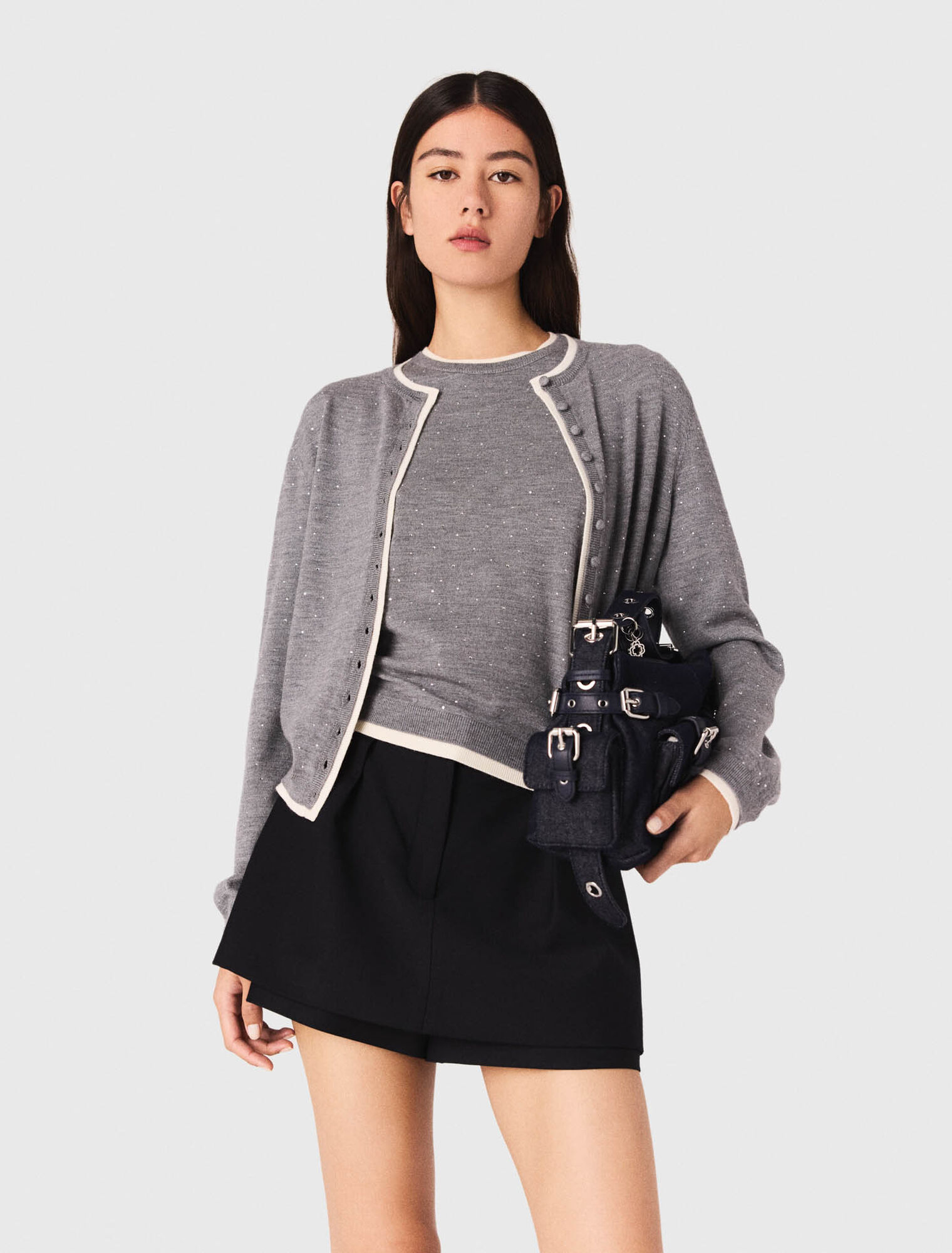 Cardigan 100% laine avec strass 