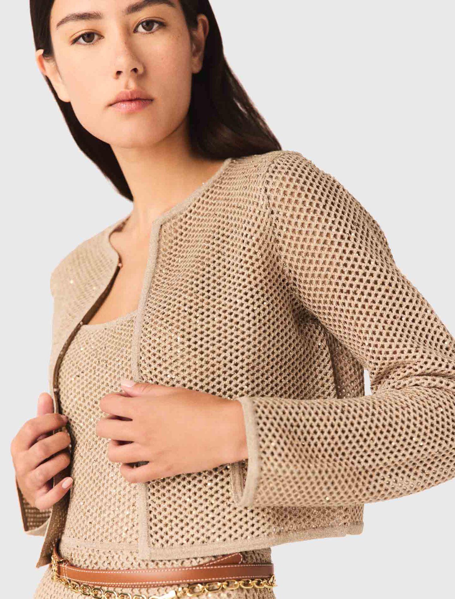 Cardigan en maille strass&eacute;e