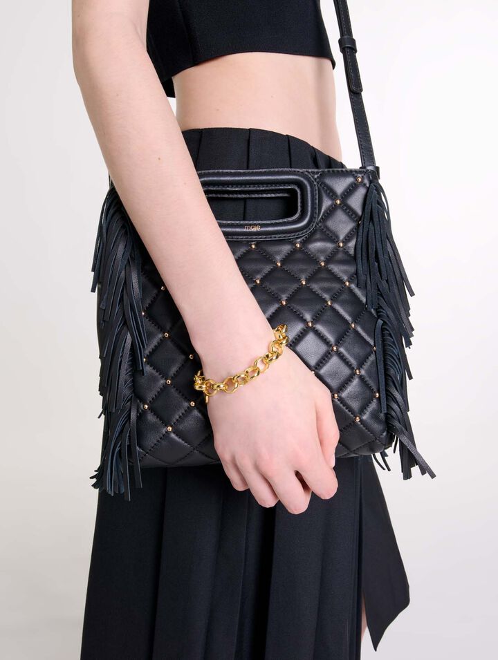 Sac M en cuir matelassé à studs