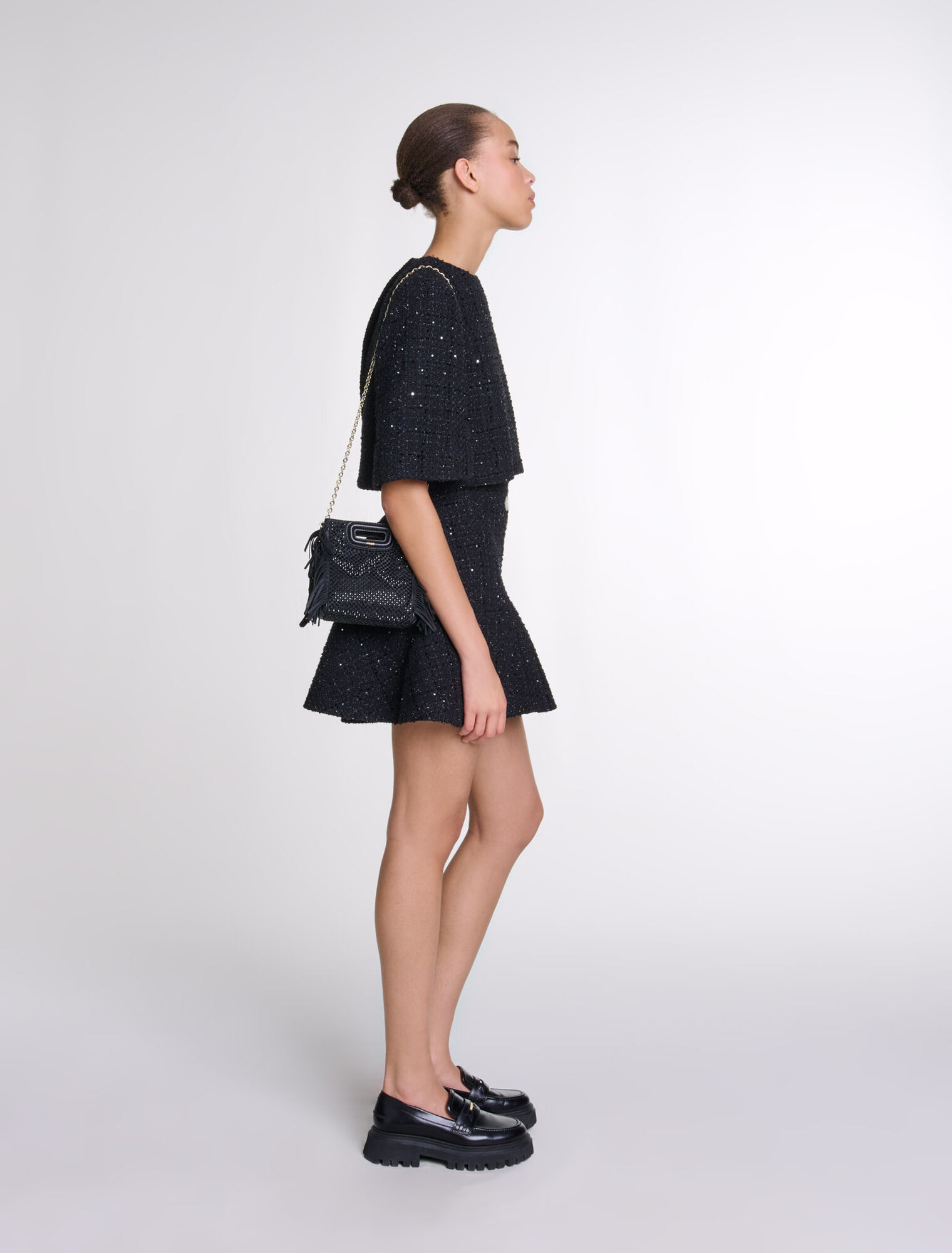 Robe courte 2-en-1 en tweed