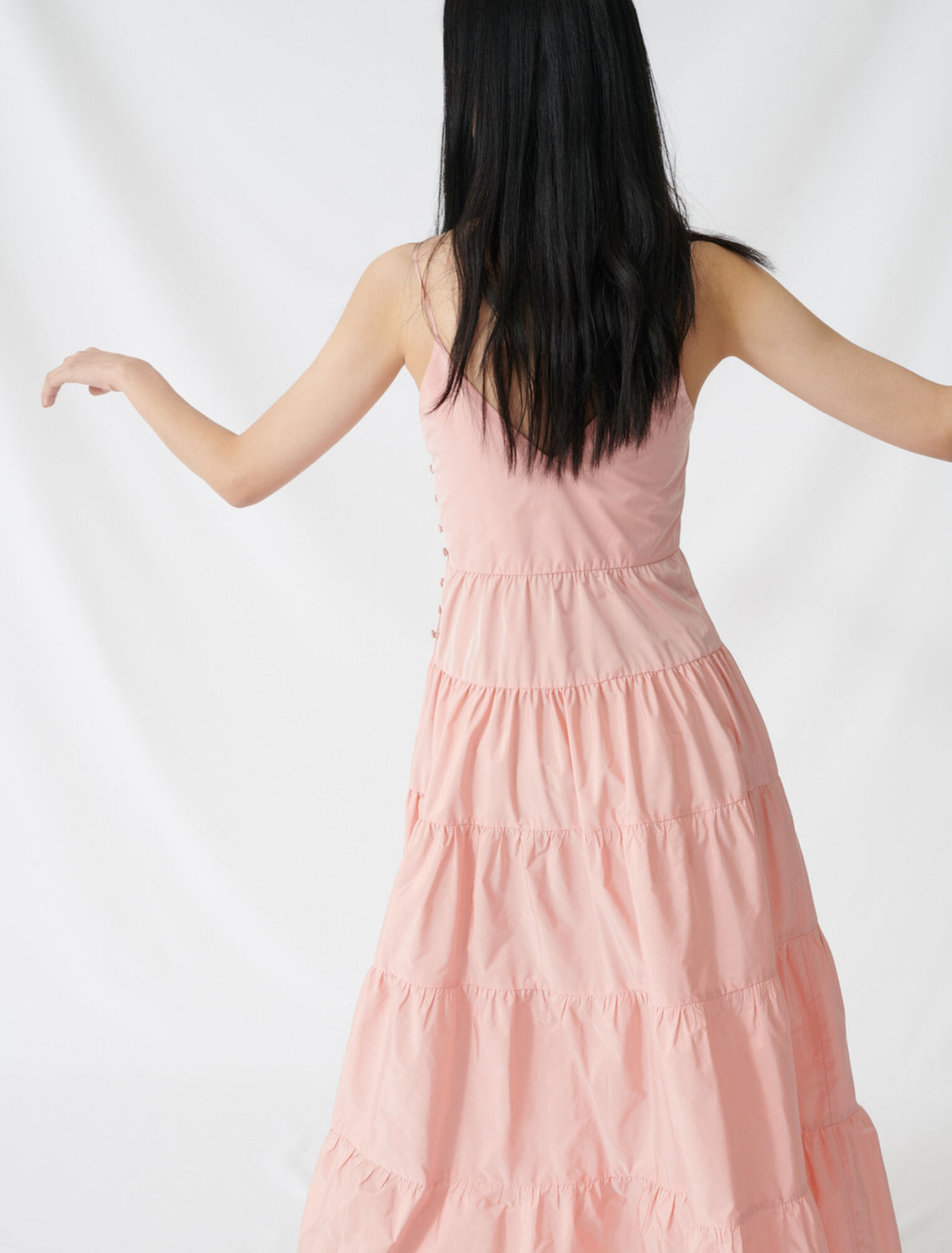 Robe maxi à fines bretelles en taffetas