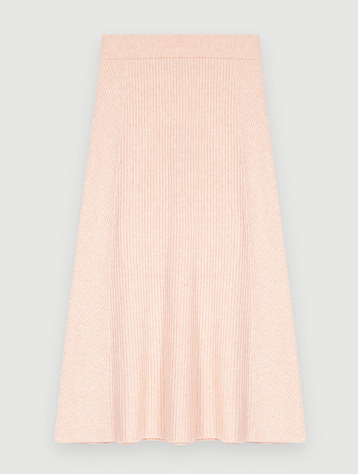 Jupe midi en maille stretch à côtes