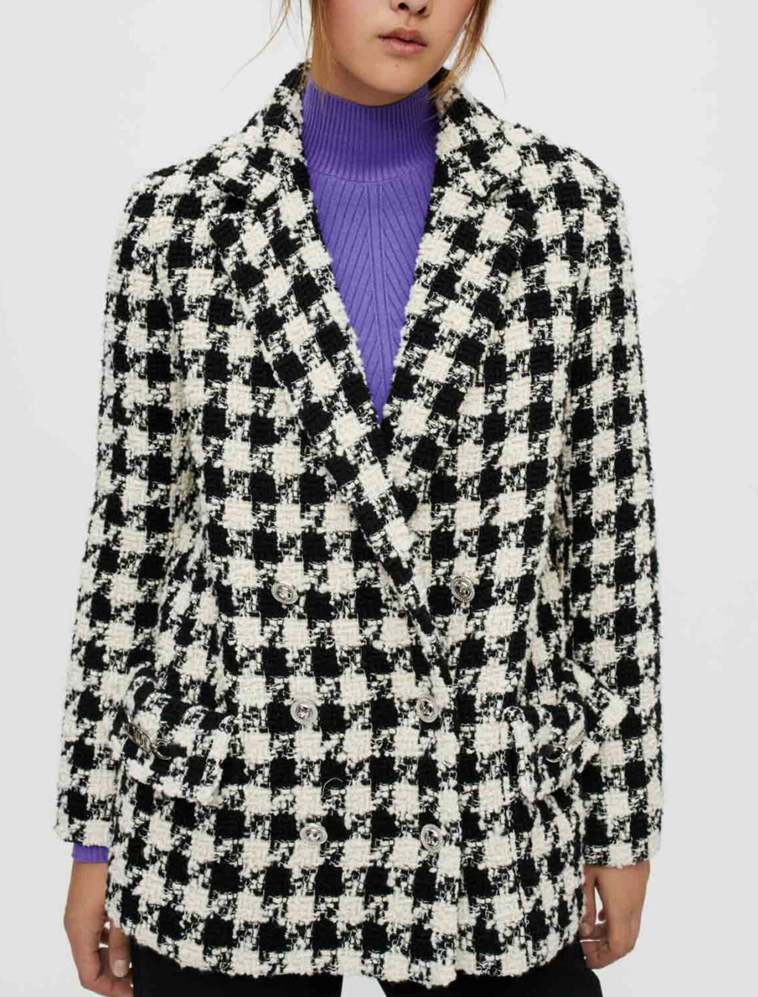 Veste large et épaisse en pied-de-coq