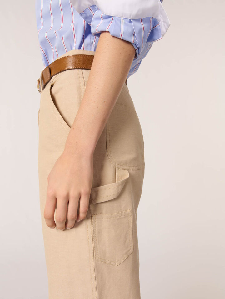 Pantalon tailleur en lin et coton
