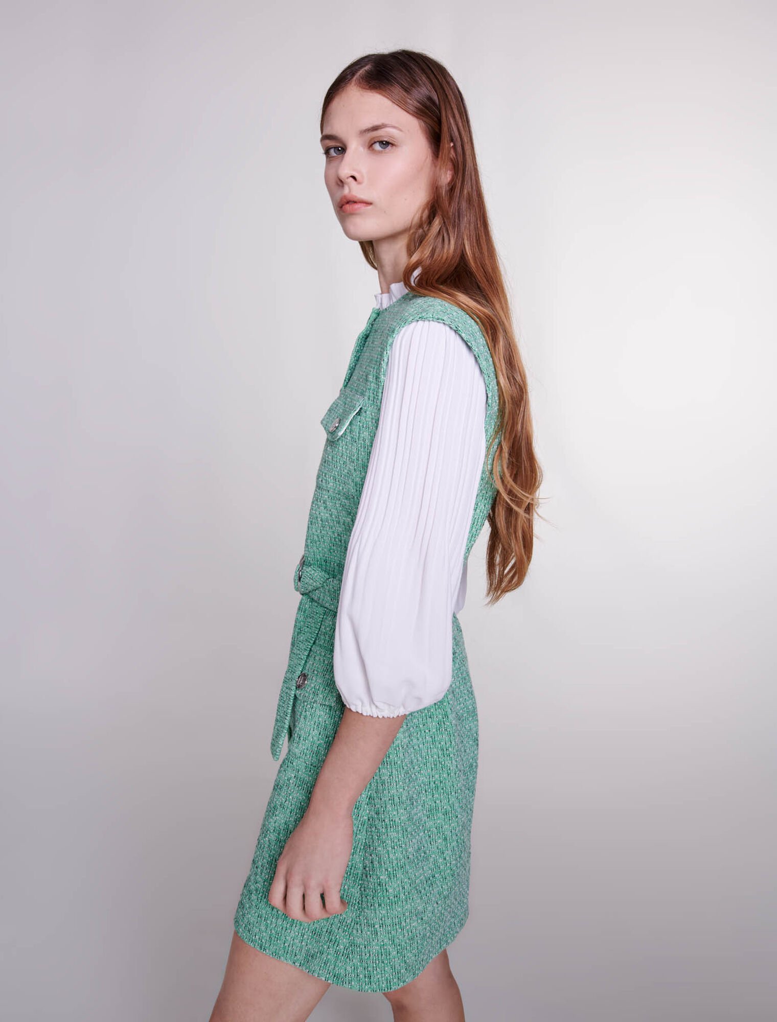 Robe bimatière en tweed