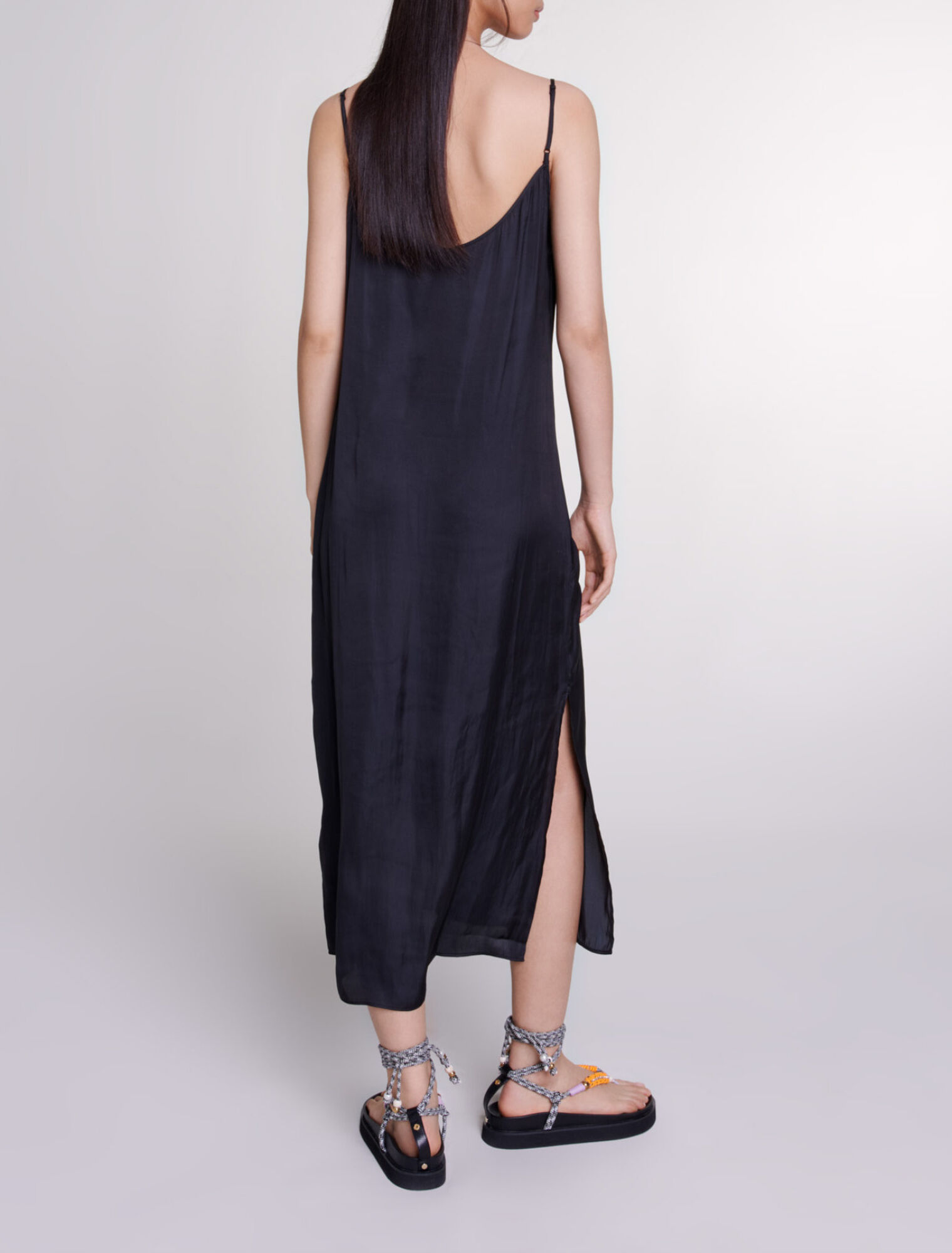 Robe longue satinée