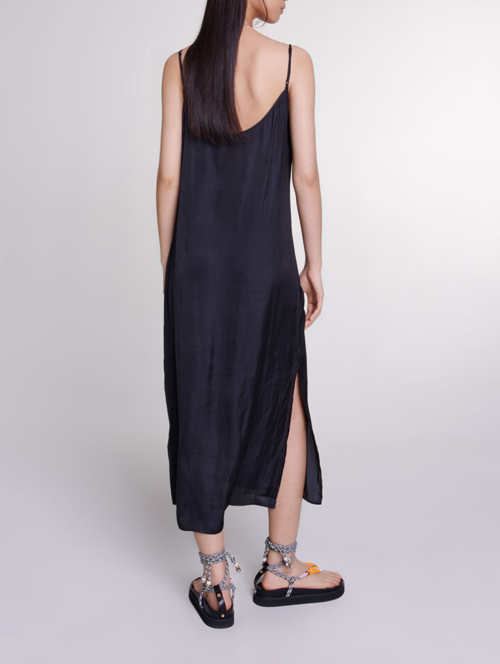 Robe longue satinée