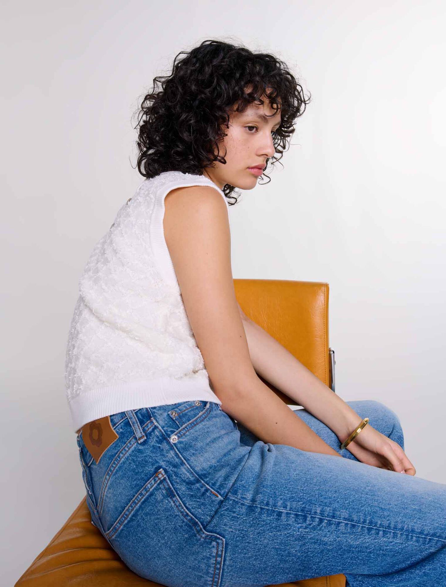 Pull sans manches en maille
