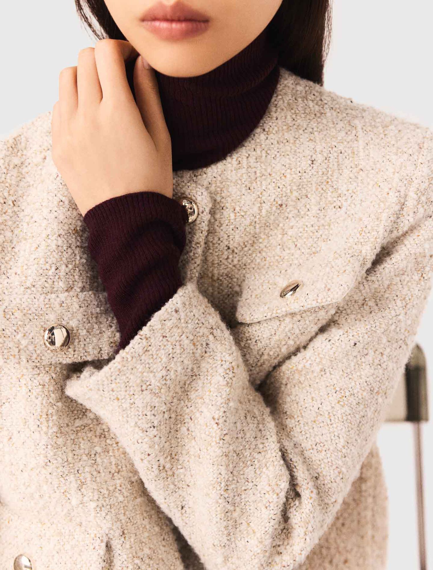 Veste courte en tweed bouclé