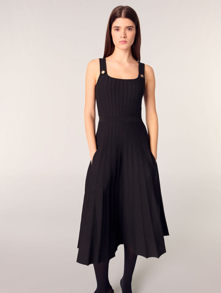 Robe midi en maille plissée