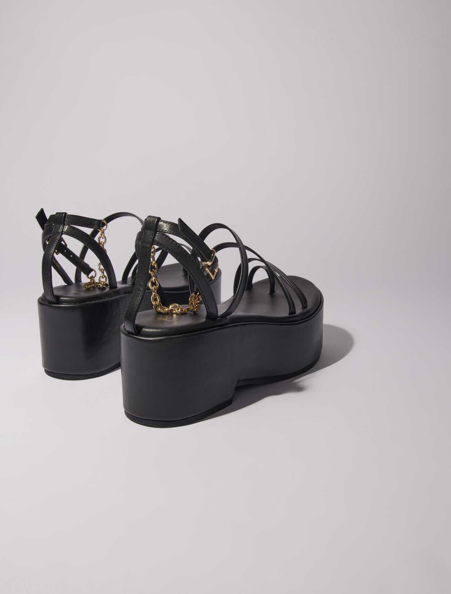 Sandales compensées en cuir