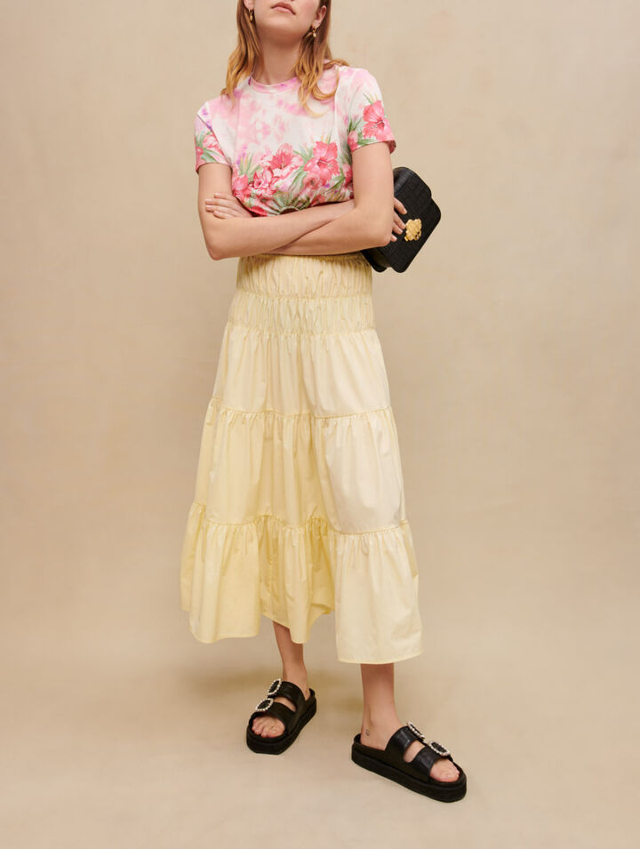 Jupe longue &agrave; fronces