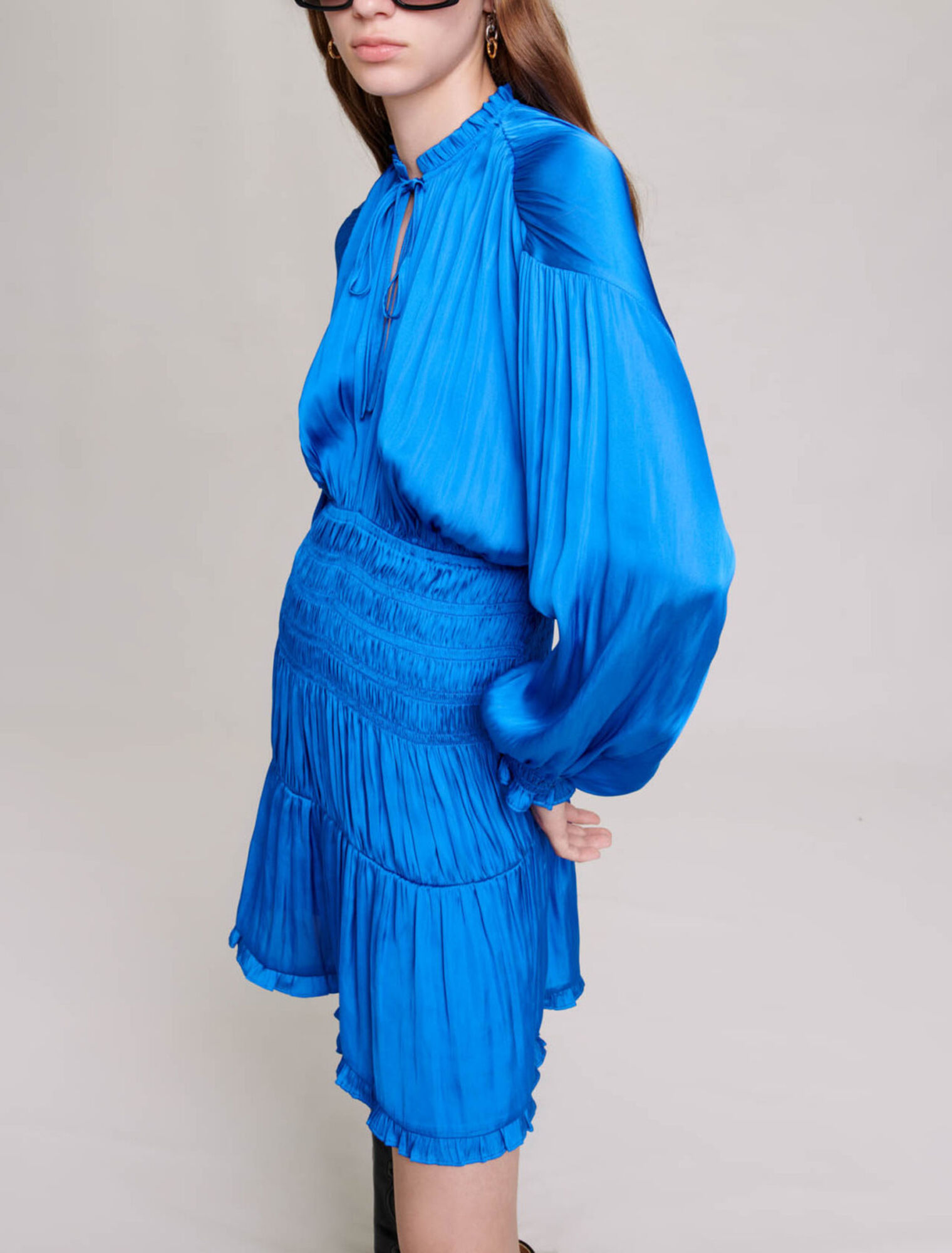 Robe smockée bleue