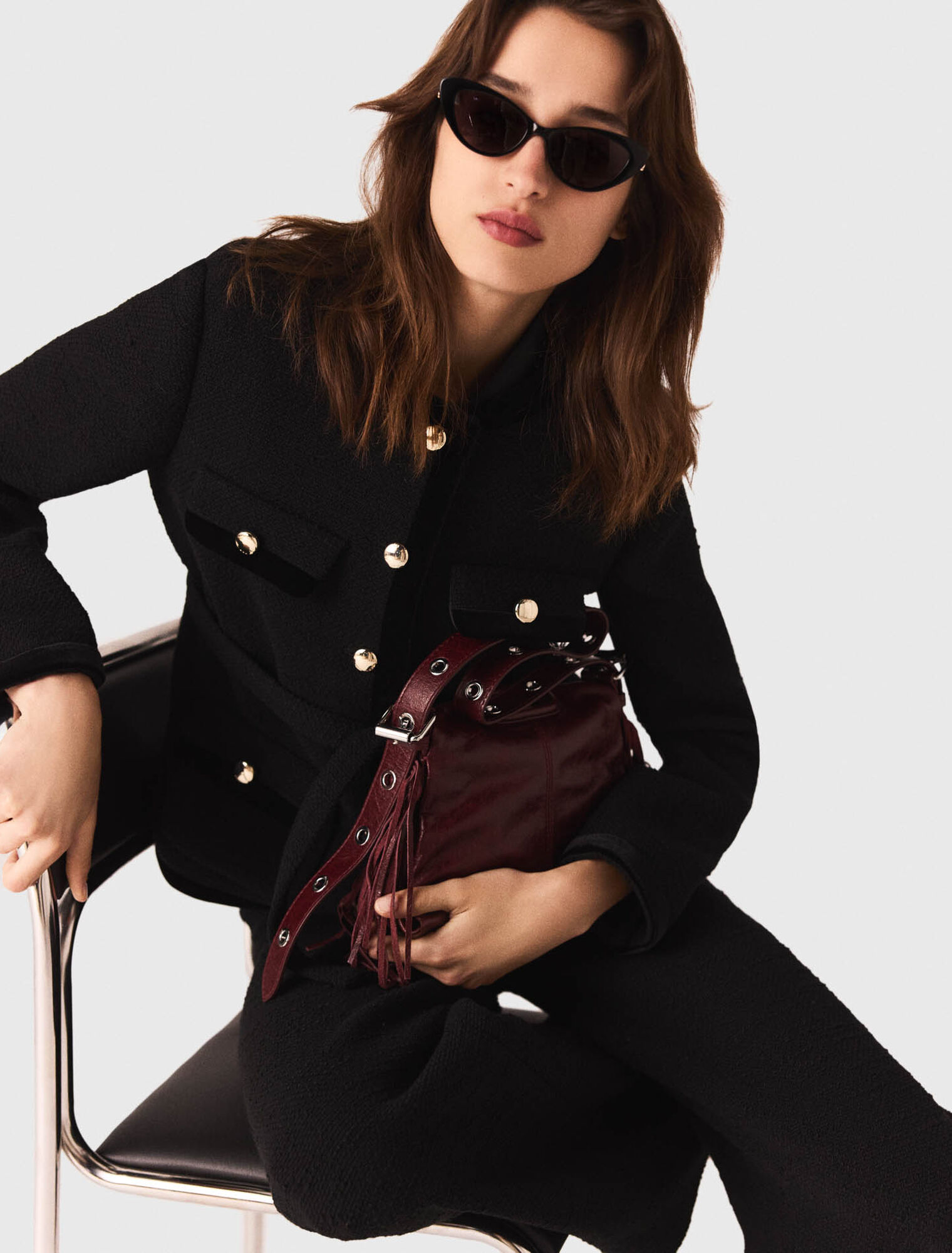 Veste longue en tweed