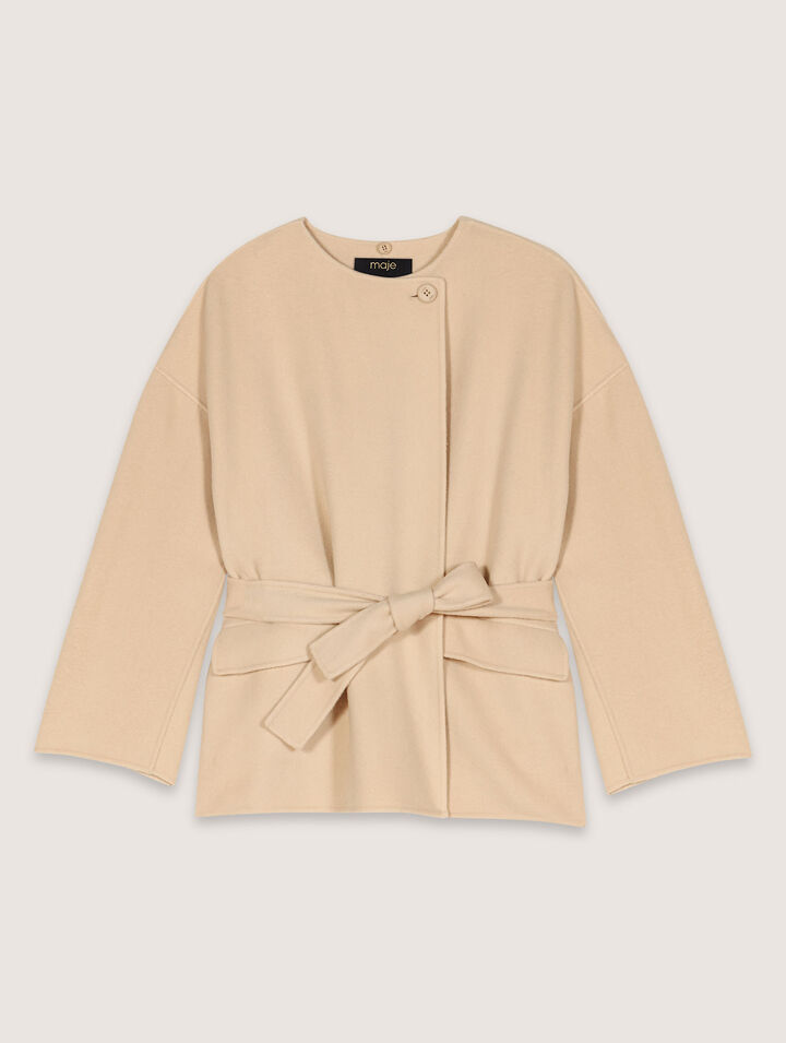 Manteau double face à écharpe