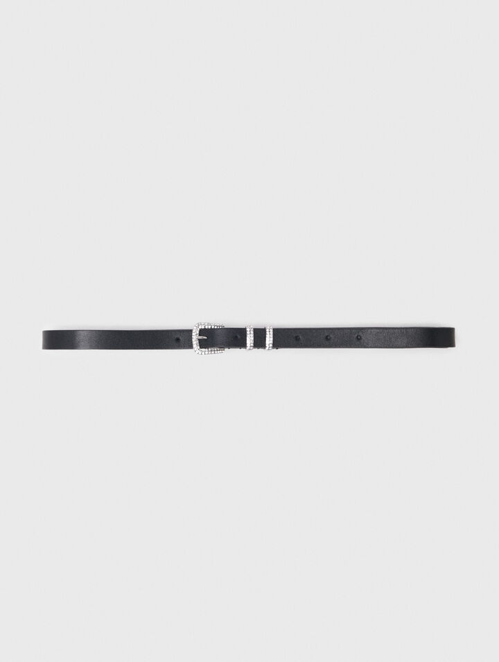 Ceinture fine à boucle strassée