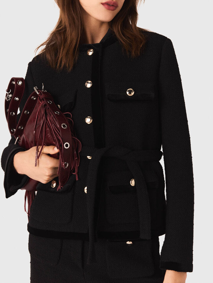 Veste longue en tweed