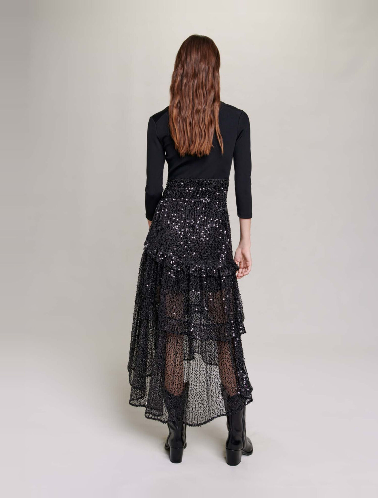 Robe longue mesh et sequins