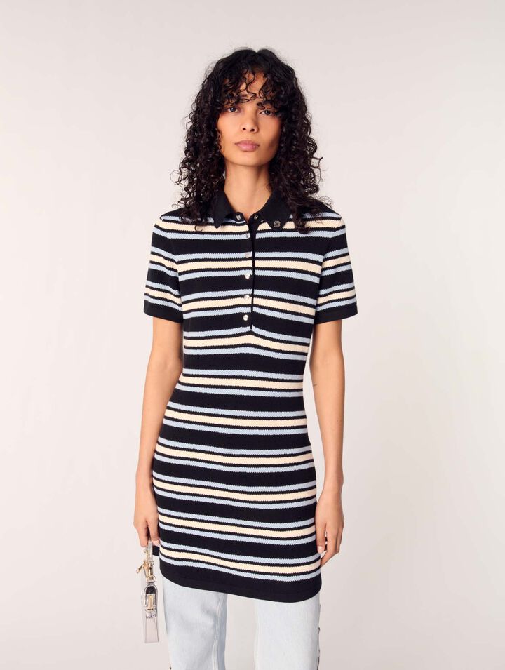 Robe polo en maille à rayures