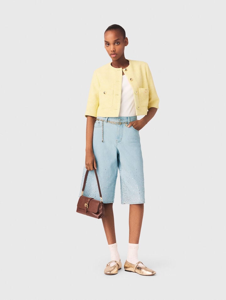 Veste manches courtes en tweed