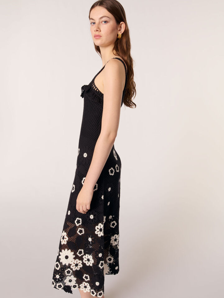 Robe longue en crochet floral