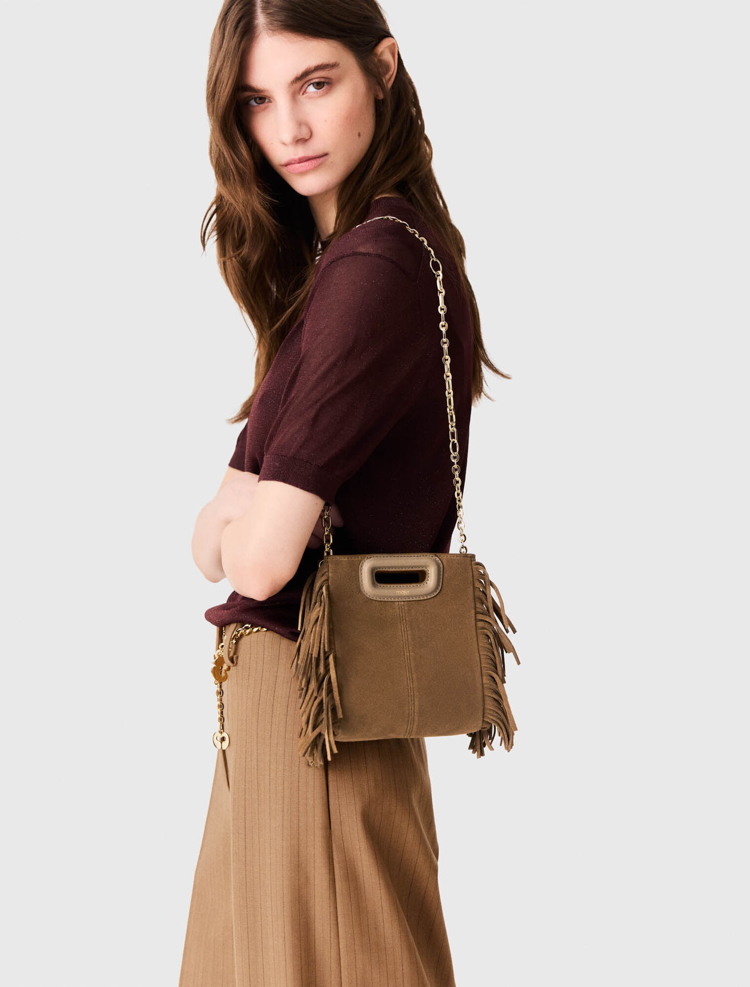 Sac M mini en cuir su&egrave;de