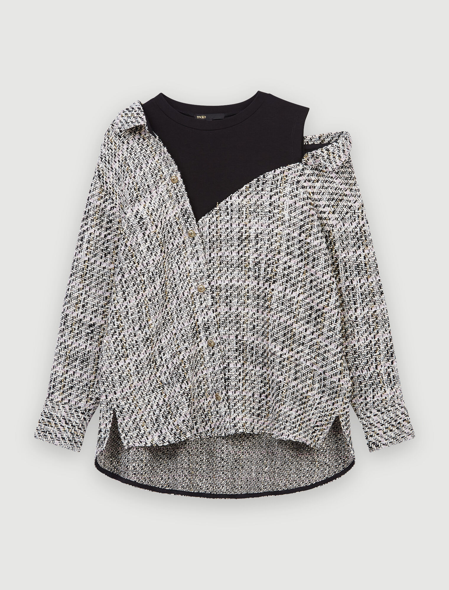 Chemise trompe-l'œil façon tweed