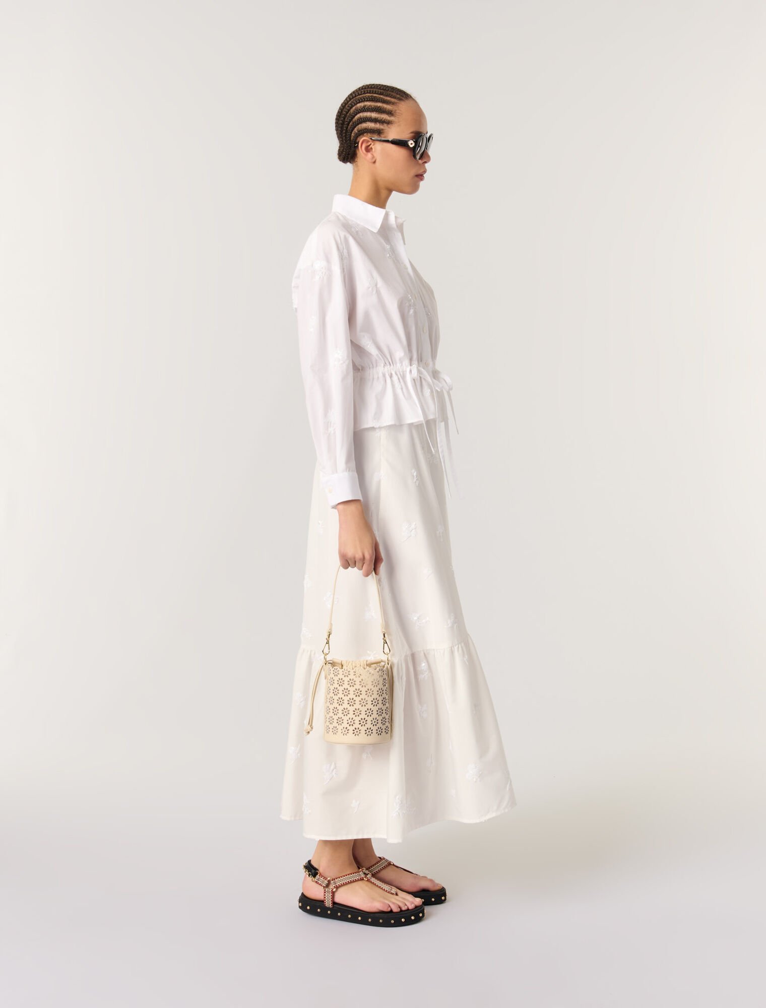 Chemise courte brodée