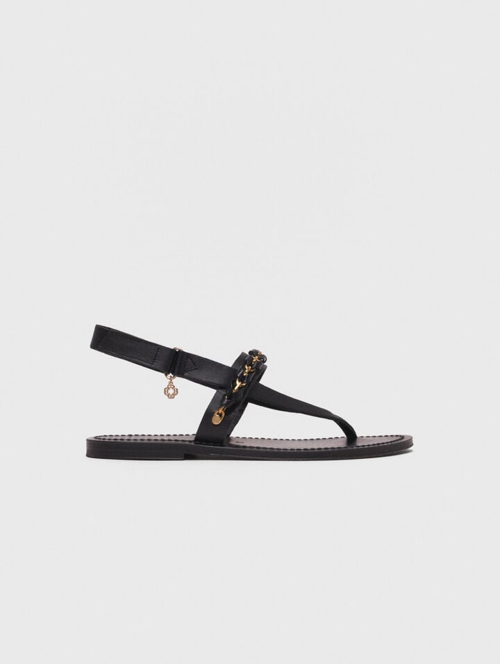 Maje Sandales Plates En Cuir K. Jacques In Black