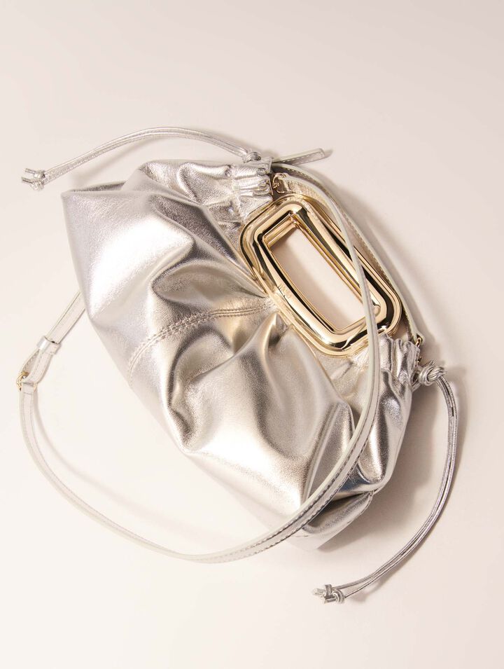 Clutch cuir métal et poignée métal